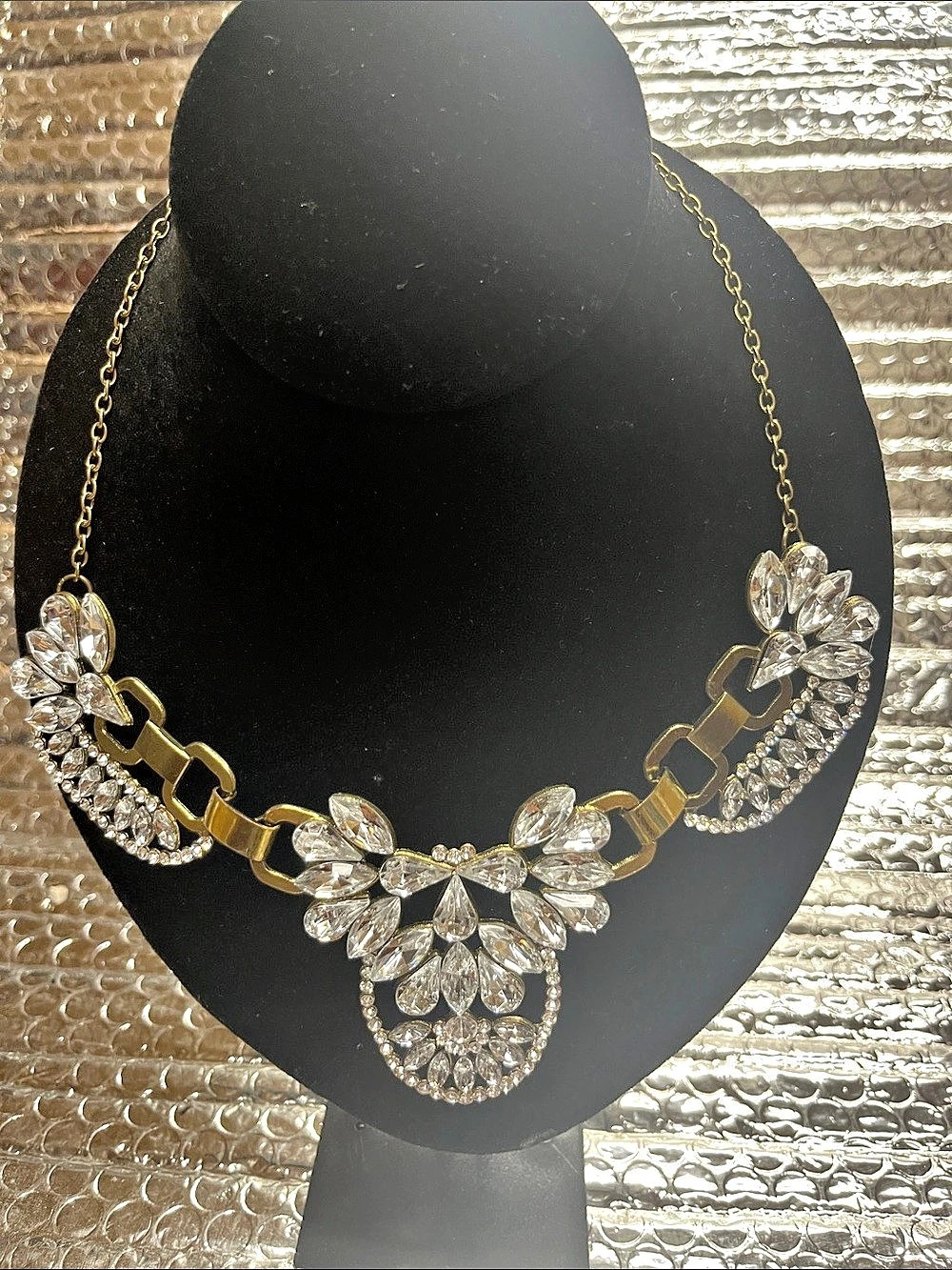 Emily Viole Crystal Statement Necklace in Gold & Silver NWT
